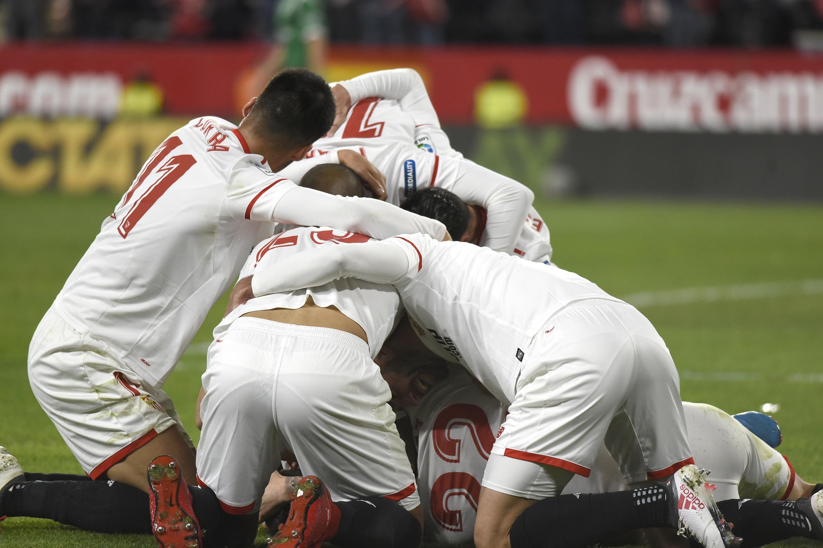 Sevilla FC celebrate goal in Copa del Rey