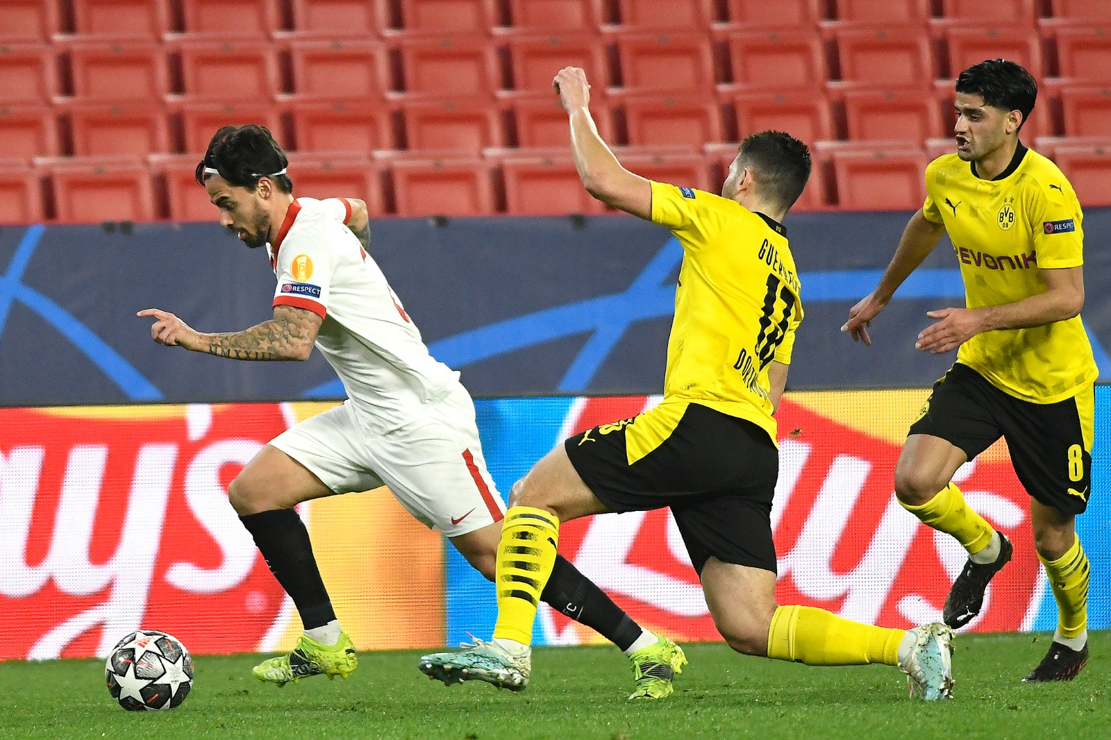 Sevilla FC's Suso against Dortmund