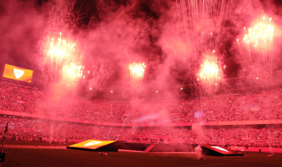 Fuegos artificiales en la fiesta del Sevilla FC