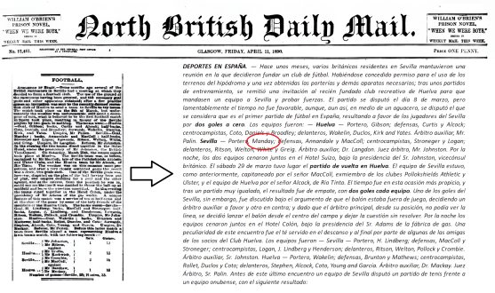 Publicación del North British Daily Mail sobre el partido de 1890