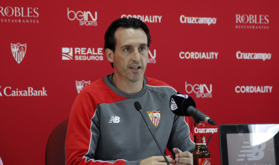 El técnico, en sala de prensa para analizar el Real Sociedad-Sevilla FC
