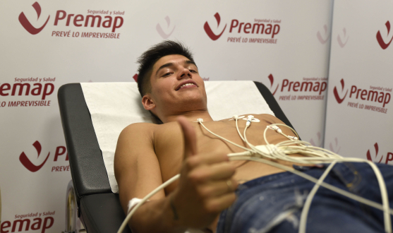 Joaquín Correa durante el reconocimiento médico 
