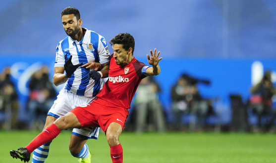 Jesús Navas in action against Real Sociedad