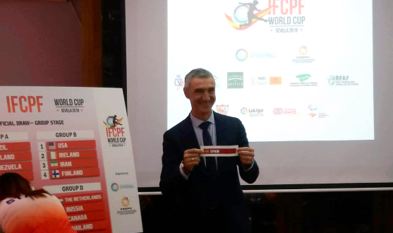Antonio Álvarez, en el sorteo de la Copa del Mundo IFCPF 2019