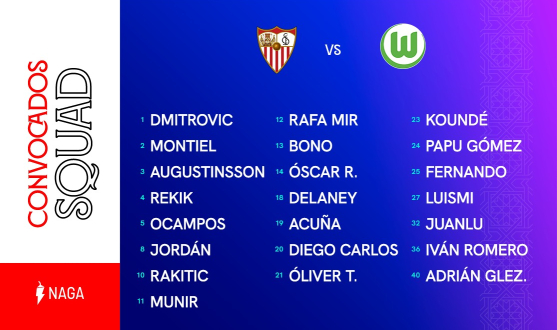 22 in the squad for the game against Wolfsburg in Nervión