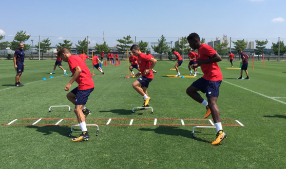 The youngsters training during pre-season in Osaka
