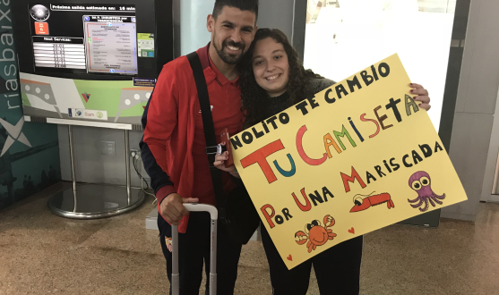 Nolito, a la llegada del Sevilla FC a Vigo