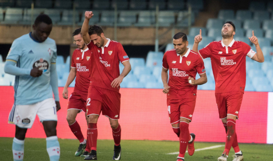 Iborra celebrates his goal in Vigo