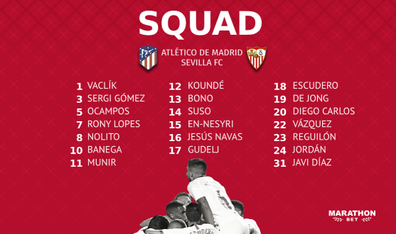Squad to travel to face Atlético de Madrid 