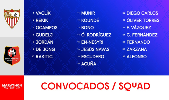 Lista de convocados para recibir al Stade Rennais