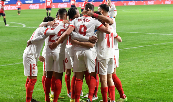 El Sevilla FC celebra un gol ante el CA Osasuna