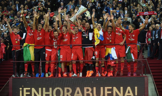 Sevilla FC celebrate their fourth UEFA Europa League