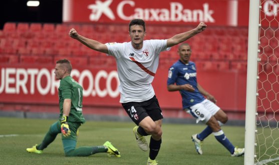 Marc Gual celebra su primer gol ante el Getafe