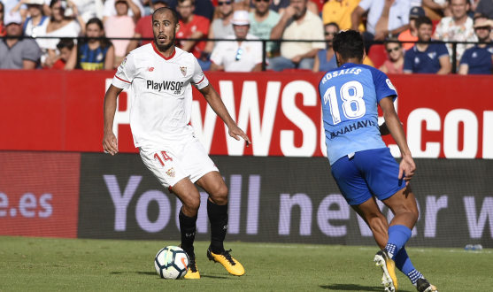 Pizarro del Sevilla FC ante el Málaga CF