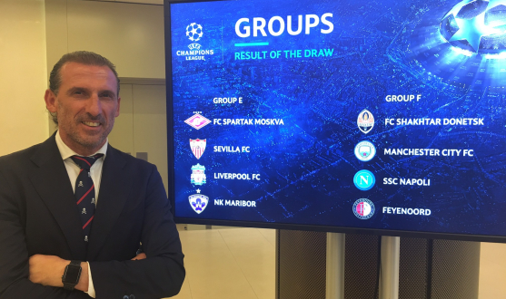 Óscar Arias at the Champions League Draw