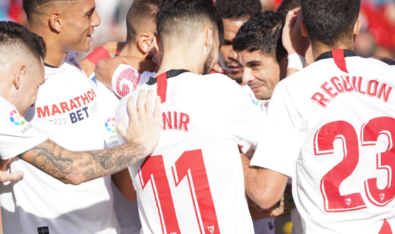 El Sevilla FC celebra su victoria en Mallorca