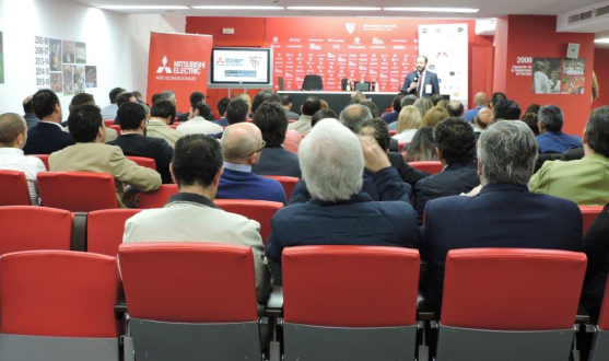 La sala de prensa del Ramón Sánchez-Pizjuán durante un acto del Club de Empresas