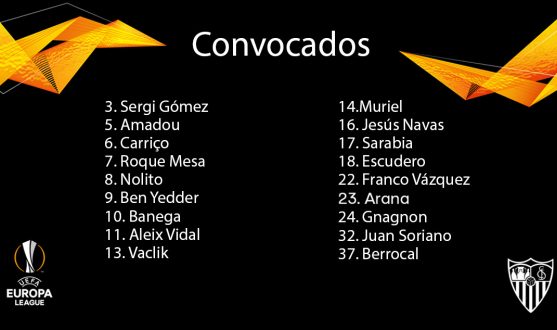 Lista de convocados FK Zalguiris-Sevilla FC
