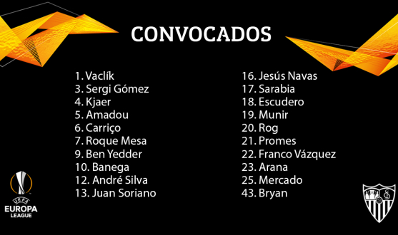 Lista de 20 convocados para el Lazio-Sevilla
