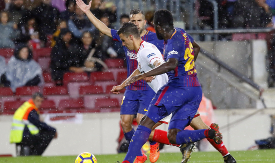 Corchia of Sevilla FC against Barcelona