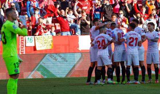 Sevilla FC celebrate against Getafe CF