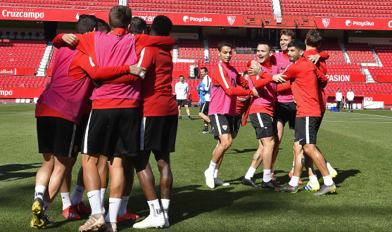 Sevilla FC training at the stadium