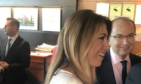 La presidenta de la Junta de Andalucía con el presidente del Sevilla FC
