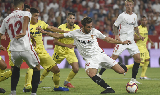 Franco Vázquez del Sevilla FC ante el Villarreal CF