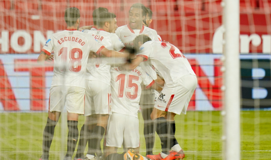 Sevilla FC celebrate their goal Levante UD