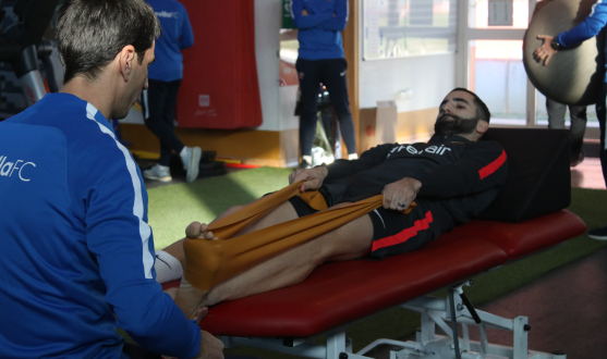 Maxime Gonalons of Sevilla FC is working on his recovery