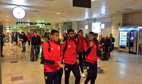 Jugadores del Sevilla FC en Barajas