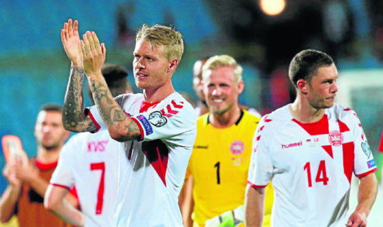 Kjaer of Sevilla FC with Denmark