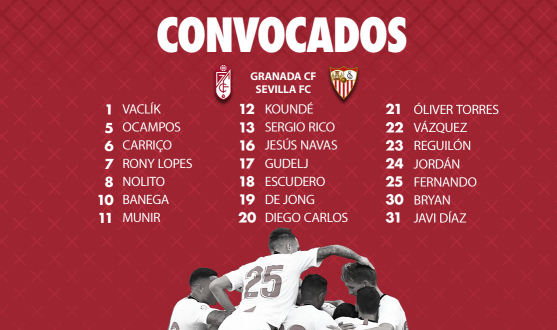 Sevilla FC squad vs Granada