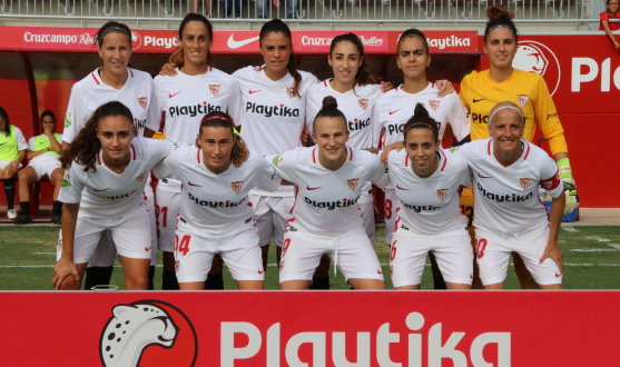 Once inicial del primer equipo femenino del Sevilla FC en su debut en la Liga Iberdrola 2018/2019 ante el Fundación Albacete