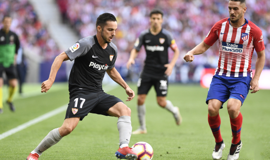 Sarabia of Sevilla FC against Atlético