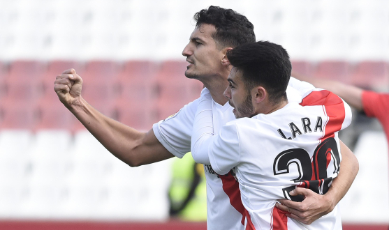 El Sevilla Atlético celebra un gol ante el Lorca