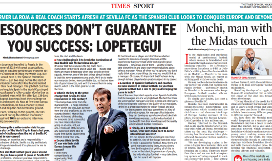 Times of India article on Sevilla FC