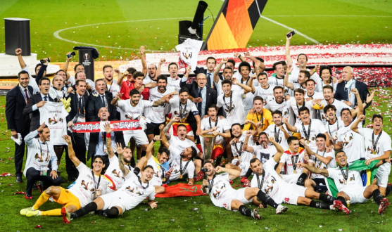 Sevilla FC celebrate their sixth UEFA Europa League