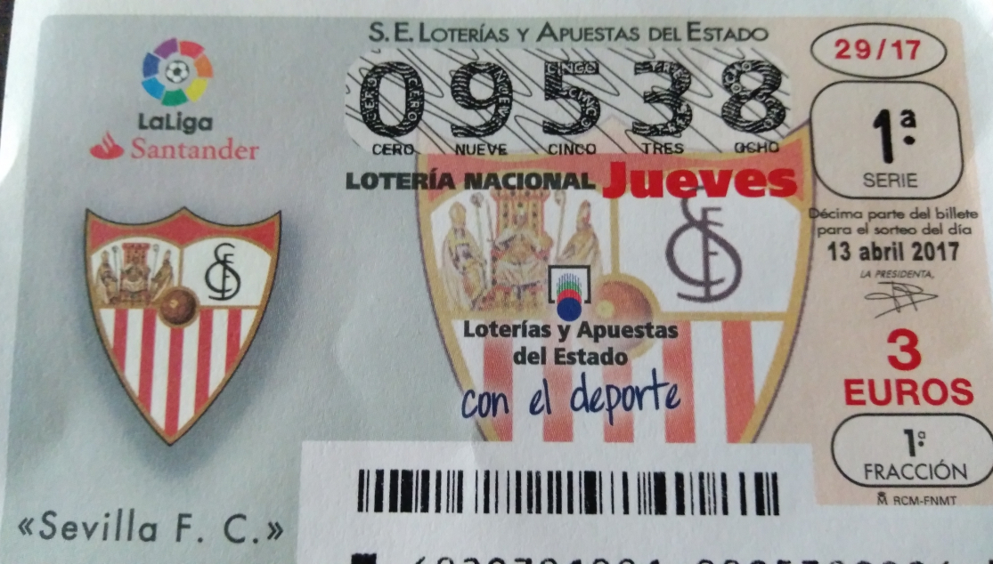 Cupón de la Lotería Nacional dedicado al Sevilla FC