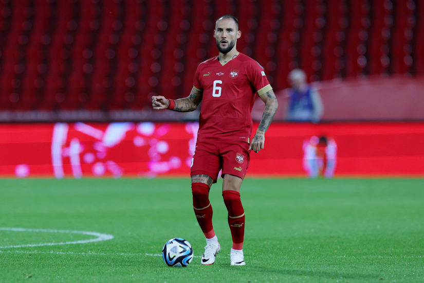 Gudelj playing for Serbia